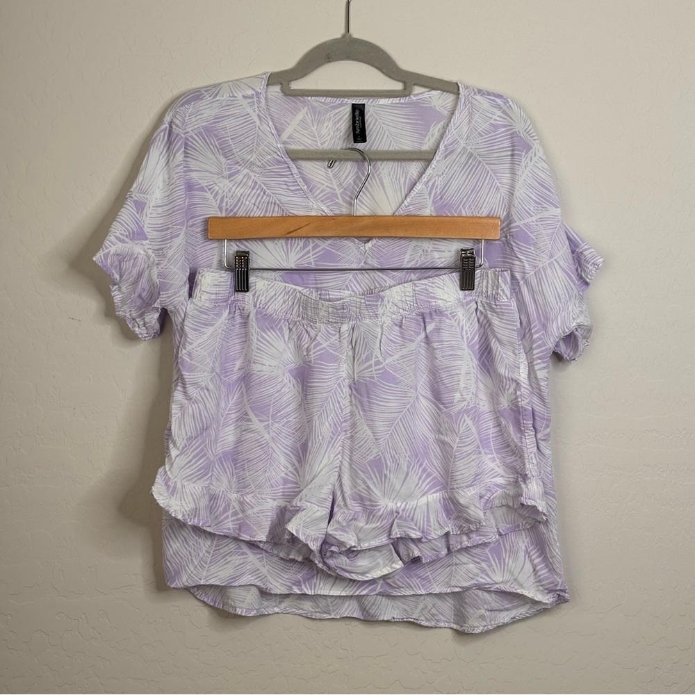 Ambrielle Sleepwear Shorts & Top Set Size L Tropical Print